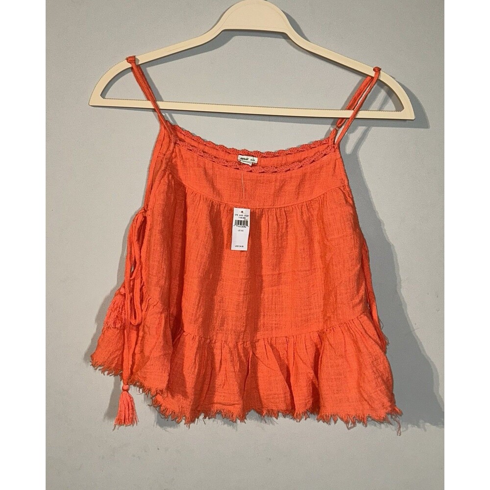 Aerie Women's Camisole Top XS Spaghetti Strap Side Tie Crochet Details boho NWT